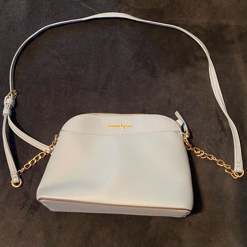 Nanette Lepore Light Blue Crossbody Bag with Gold Chain